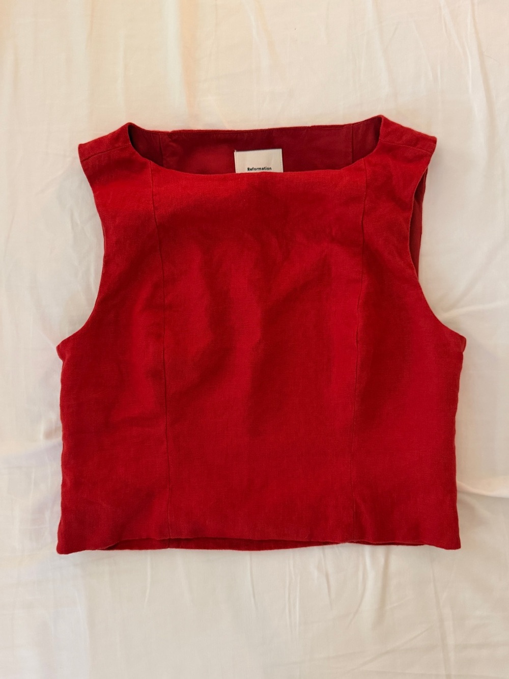 Reformation Grace linen top in sun dried tomato